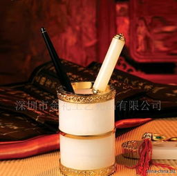 玉石筆筒 辦公桌上一道清新典雅的風景